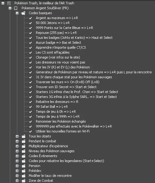 Codes pokemon Gold Or et Argent Soulsilver - pokemon I land