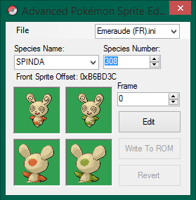 Trouver le Pokémon désiré dans Advance Pokemon Sprite Editor.