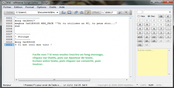 Modification du texte d'un Personnage