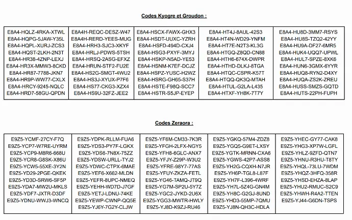 Codes Cadeaux Mystères de Pokémon Écarlate et Violet