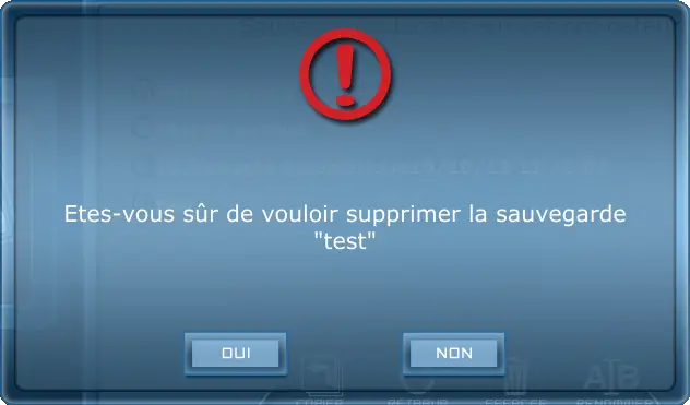 Message de confirmation de la suppression