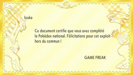 Diplôme Pokédex National 