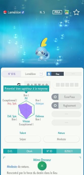 Larméléon Talent Caché Pokémon Home