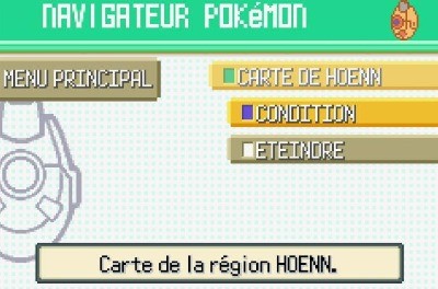 Capture d'écran  Interface Pokénav