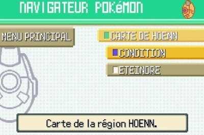 Capture d'écran  Interface Pokénav