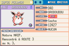 Un Grodoudou de type Fée sur GBA