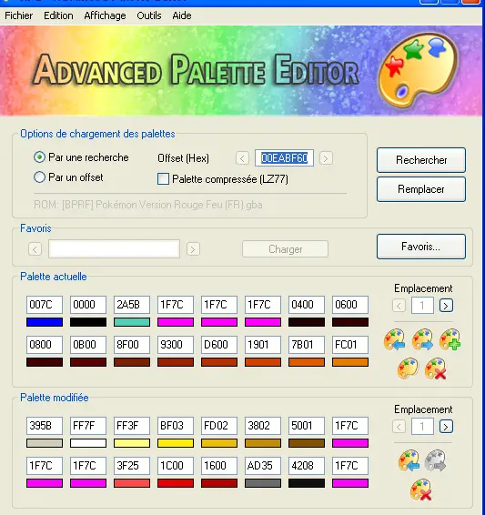 Modification de la palette sur APE