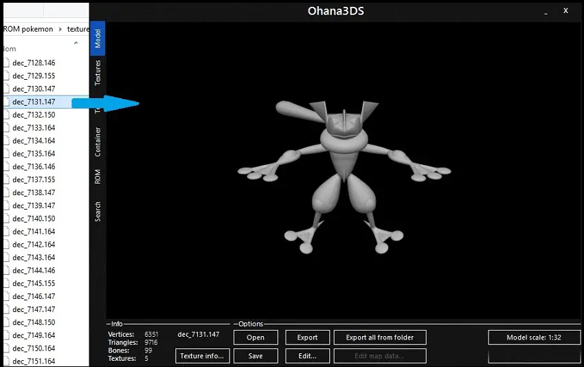 Modèle 3D d'Amphinobi sur Ohana 3DS