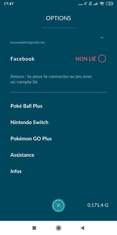 Paramètres de Pokémon Go