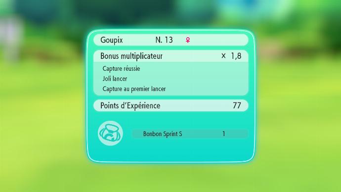 Récompenses de capture Pokémon Let's Go Evoli et Pikachu