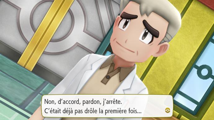 Pokémon Let's Go Ligue Pokémon Victoire Peter Professeur Chen Blague