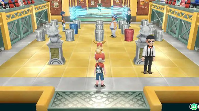 Pokemon Let's Go Arène Carmin-sur-Mer Major Bob Poubelles