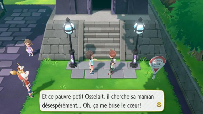 Pokémon Let's Go Lavanville Rival Conversation Tour Pokémon Mère Osselait Ossatueur