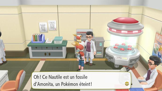 Pokémon Let's Go Cramois'Île Laboratoire Fossiles Nautile Amonita