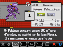 Page Pokédex de Genesect sur Pokémon Noir 2