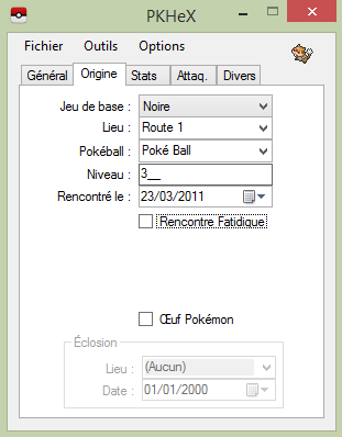 Onglet Origine de PKHeX pour un Ratentif legit