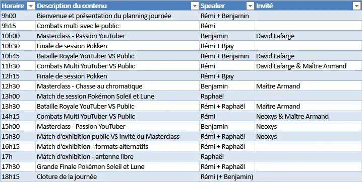 Planning Mercredi Seghap