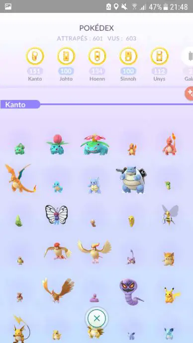 Pokédex Pokémon Go