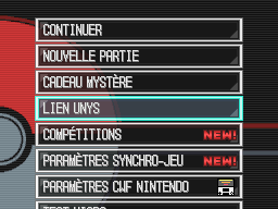 Menu de Pokémon Noir 2 Blanc 2