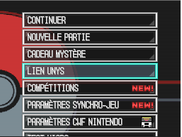 Menu principal du jeu