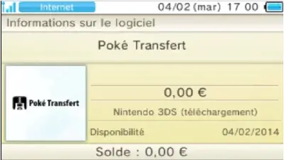 Achat du Poké Transfert sur l'eShop