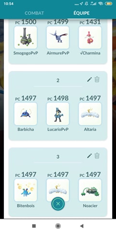 équipe Pokémon Go combat Go Battle League