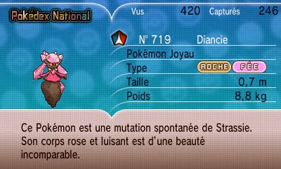 Diancie Shiny et description Pokédex