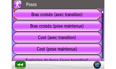 Liste des poses