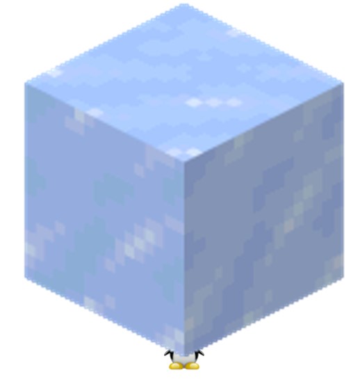 pingouin avec gros cube de glace