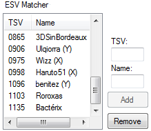 Liste de TSV