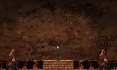 Rencontre avec Pierre Rochard devant la fresque de la Grotte Granite.