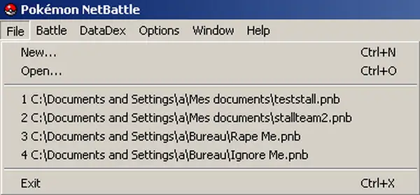 menu de netbattle
