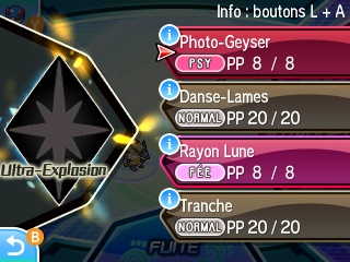 Ultra-Explosion dans le menu du moveset